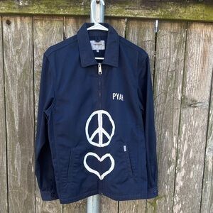 Carhartt Dark Blue Jacket with Peace and Heart Motif
